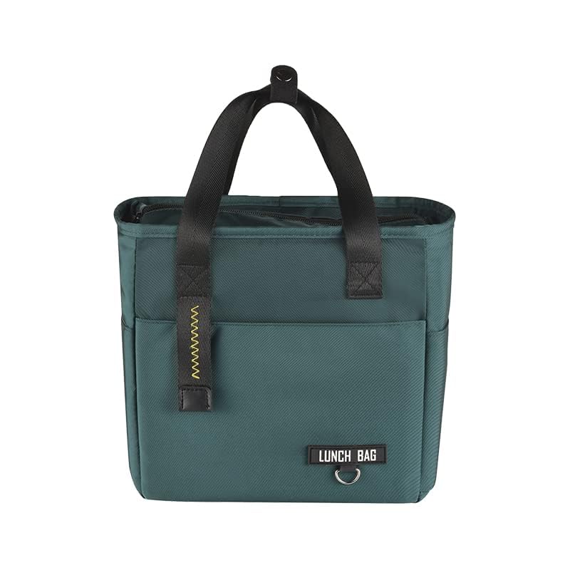 Kuber Industries Lunch Bag | Tiffin Storage Bag | Office Lunch Bag with Handle | Lunch Bag for Camping | Front Pocket Lunch Bag | Thermal Insulated Lunch Bag | RH253-GRN | Green-image-5