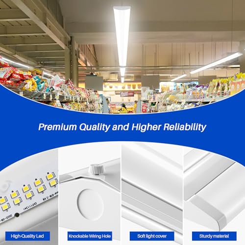 Image of ANTLUX 8FT LED Shop Lights with 3 Watts /3 Lumens /3 CCT Selectable, 60W /80W /100W, 7000lm /9500lm /11500lm, 3000K /4000K /5000K Ultra Slim 8 Foot Strip Light, Wraparound Office Ceiling Fixtures, 4 Pack