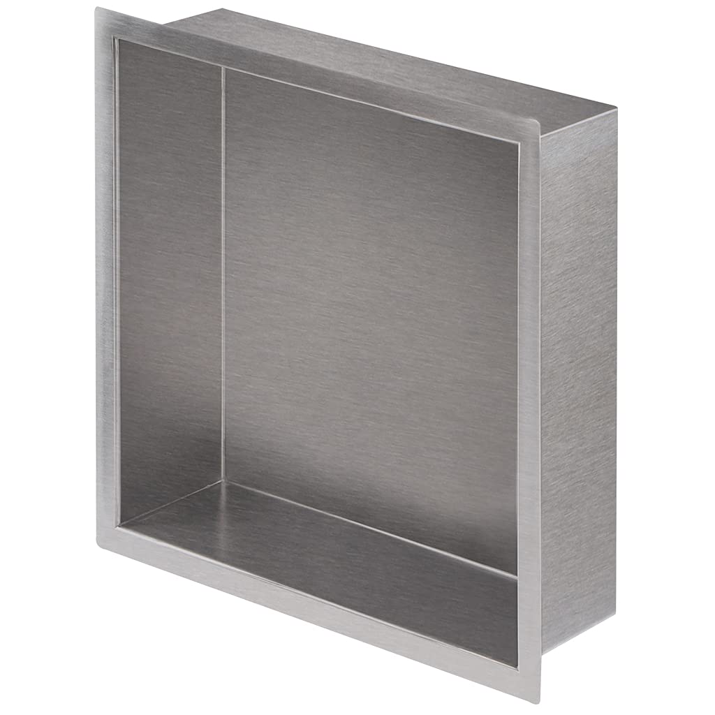 Sanbege Mensola da incasso per doccia in acciaio inox spazzolato, 30,5 x 30,5 cm, adatta per installazione con foro a parete da 28 x 28 cm, colore nero chiaro