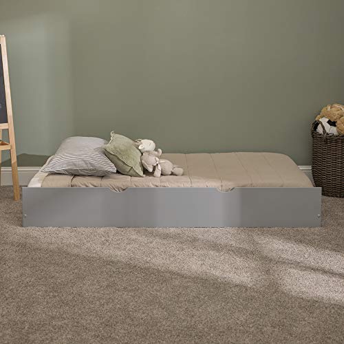 Walker Edison Solid Wood Twin Trundle Kids Bed Frame With Wheels Bunk Bed Kids Bed Bedroom Storage Guard Rail Ladder, Twin, Grey #TOP3