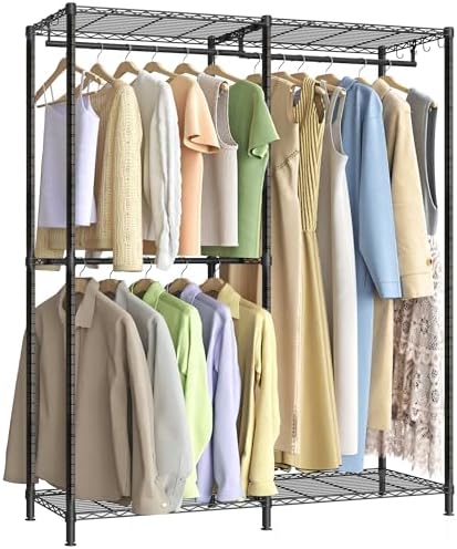 SONGMICS Perchero de ropa resistente con estantes de almacenamien...