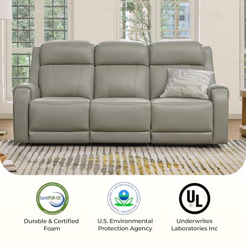 Image of CHITA Genuine Leather Power Recliner Sofa, 3 Seater with Console, Grey