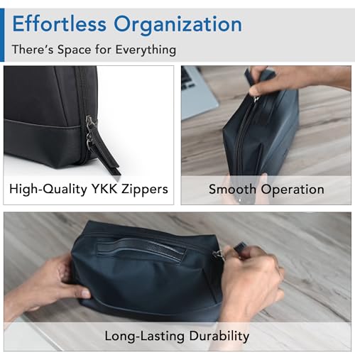 Image of OBLIQUE Siri Tech Pouch Accessories Organizer | Water Resistant Tech Organizer Bag for SD Cards, Hard Drives, Earphones, & Adapters | Premium Faux Leather, Comfortable Hand Carry Strap, Unisex