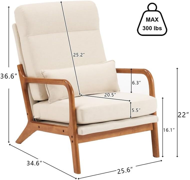 Miniatura 11 de Modern Accent Chairs for Living Room,Bronzing Cloth Comfy Reading Chair Leisure Armchairs with Pillow,Lounge Single Sofa Vanity Chair for Dark