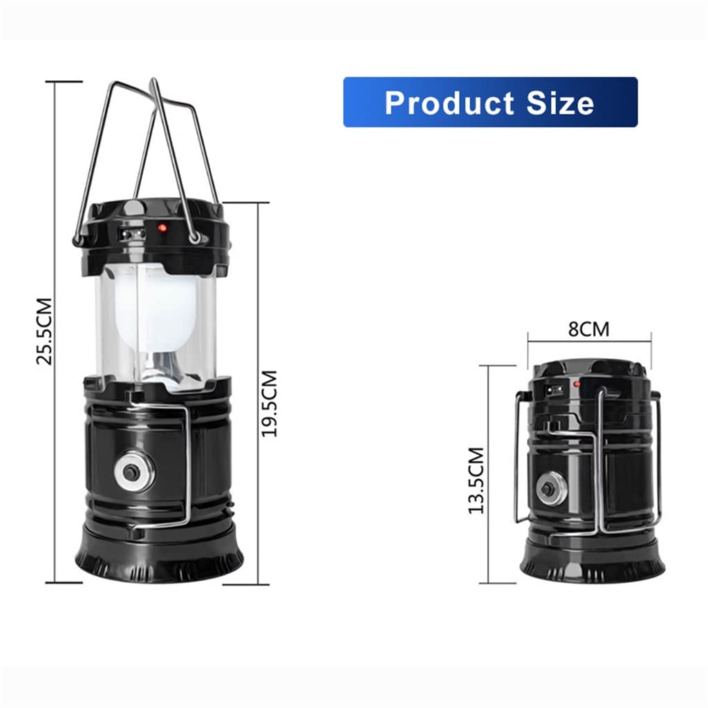 LED Lantern Light Solar Outdoor Camping Tent Light USB Rechargeable Foldable Emergency Light Hiking Lantern