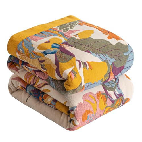 SE SOFTEXLY Boho Decke 100% Baumwolle – Große Doppelseitige Musselin Tagesdecke 200x230cm, Kuschelige Sofadecke & Bettüberwurf, Aesthetic Design,...