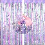 2 telones de fondo de cortina de flecos de color morado iridiscente, 1 m x 2 m,...