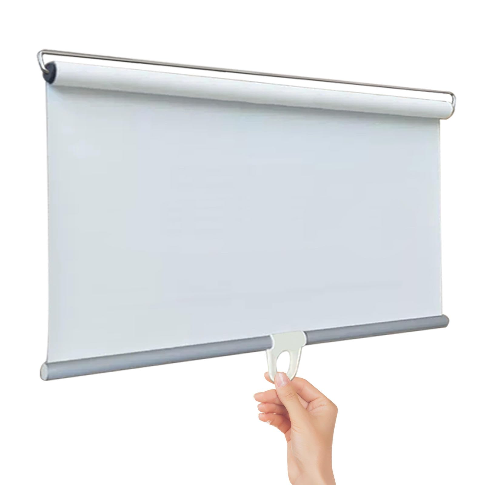 Kgudys White Sun Protection Roller Blinds,Retractable Blackout Blind Shade With Suction Cups,Roll Up Shades,Temporary Portable Window Cover Curtain, 40/50/60/80/100/110/140/150Cm Wide,-105X150cm(41.3X59in)