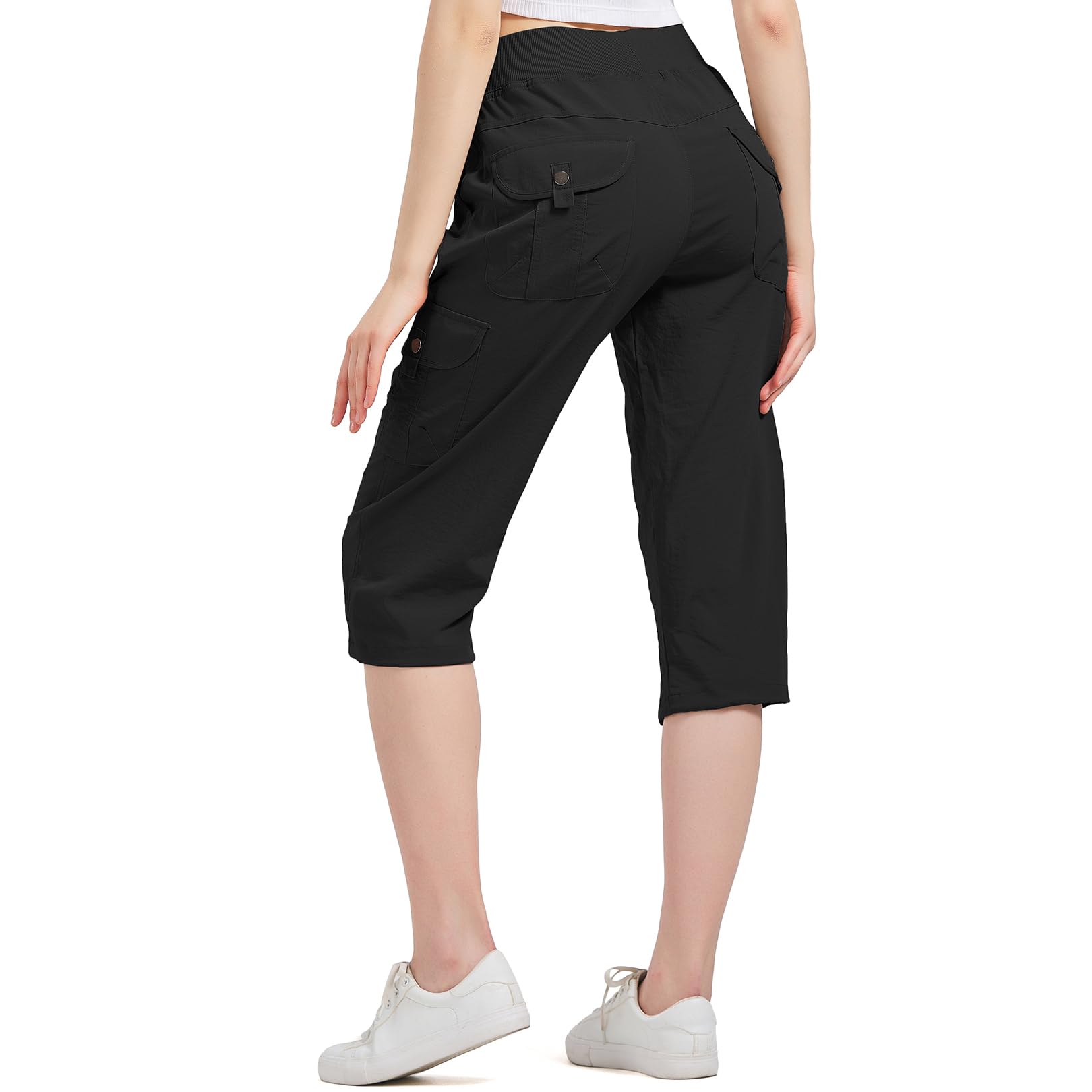 Pantaloni da donna estivi a 3/4 da donna, pantaloni estivi, pantaloni da jogging all'aperto, pantaloni sportivi per viaggi e escursioni, con 6 tasche