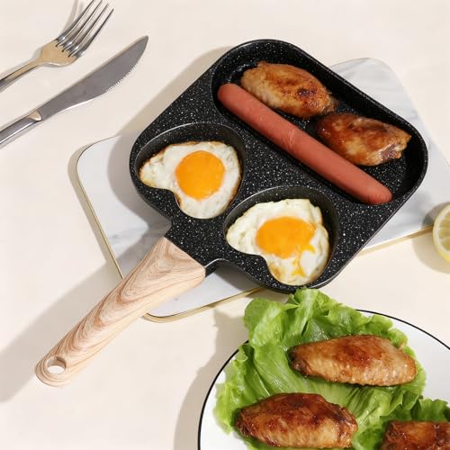 Kuci Heart-Shaped 3-in-1 Nonstick Pan Set - Granite Coating Breakfast Maker with 2 Egg Hearts + Large Griddle, Free Spatula & Oil Brush - Fast Heating & Low Smoke for Family Cooking (Black) by Kuci - Image 7