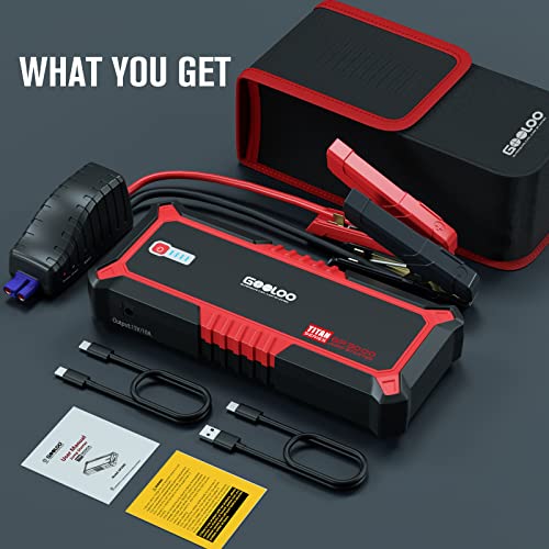 Gooloo Gp3000 3000A Jump Starter,12V Car Battery Jump Starter For Up To 10.0L Gas Engines & 8.0L Diesel, Supersafe Lithium Jump Box Battery Booster Pack, Auto Battery Starter With Usb Quick Charge #TOP6