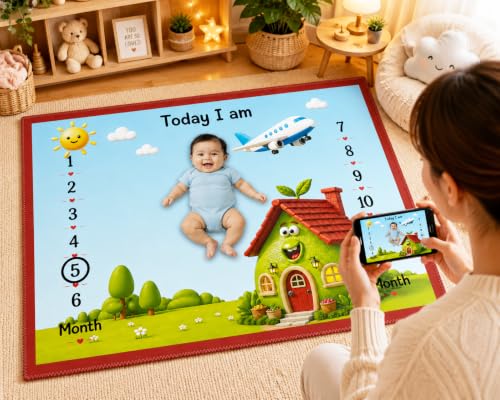 Image of NEW COMERS Milestone Baby Blanket for All Season Play Mat, Super Soft Foam | 3 Layer Thick Mat Blankets for Kids /New Born Monthly Photoshoot