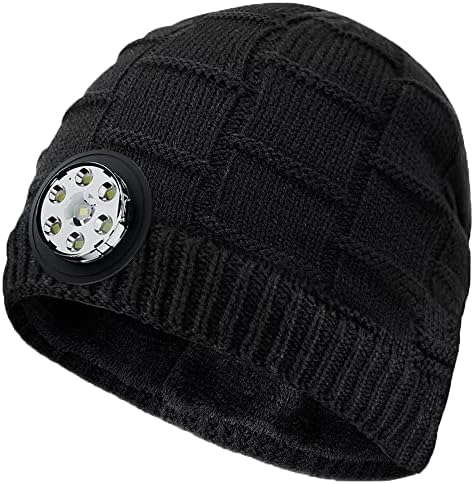COTOP Unisex LED Headlamp Beanie Cap Men's Women Gift Winter Warm Beanie Hat Hands Free Lighted Beanie Cap for Dog Walking Night, Running, Camping,Hiking