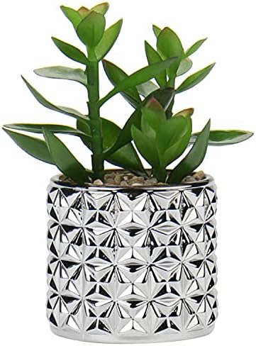 Briful Set of 3 Artificial Succulent Plants Fake Succulents in Galvanized Glass Pot, Decorative Artificial Plants Mini Succulent Plants for Bathroom Shelf Bedroom Decor