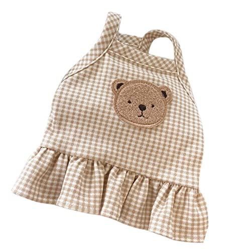 Vestido xadrez para cães, vestidos macios de verão com estampa de ursinho fofo evita bolinhas respir