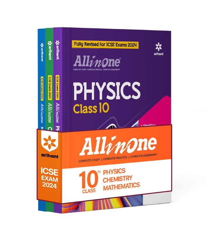 All In One Class 10th Physics, Chemistry, Mathematics, for ICSE Exam 2024 (Set of 3 Books)