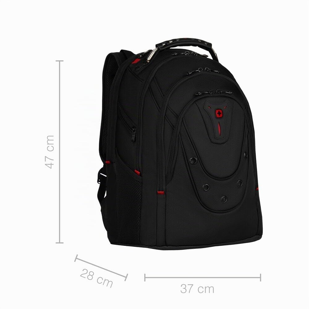 WENGER Ibex Deluxe Sac à Dos pour Ordinateur Portable 14-16 Pouces, Tablette Tactile 10 Pouces, 26 l, Femmes Hommes, Affaires Uni École Voyages, Noir, 606493