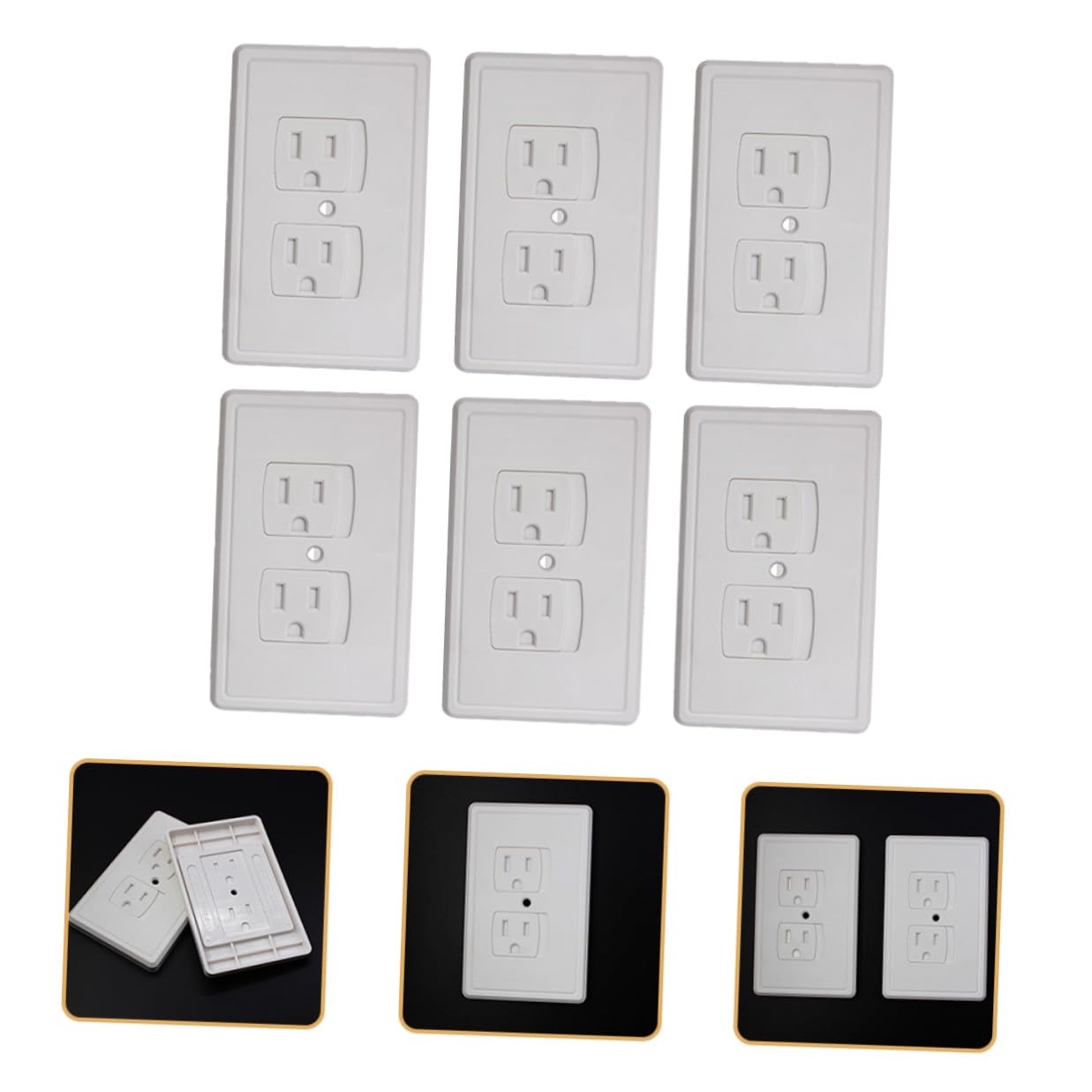 6pcs Safety Electric Outlet Covers Wall Socket Protector Plates with Self-Closing Design Abs Material Arc Edges Prevent Shock and Childproof Home Electrical Sockets