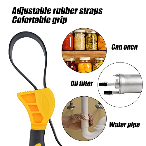 2 Piece Rubber Strap Wrench Set, Universal Adjustable Oil Filter Strap Wrench, Jar Opener Pipe Multi-Purpose Strap Wrench Tools for Mechanics Plumbers Home Kitchen Use (6 In/8 In)