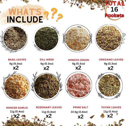 (Variety Pack Of 16) Spices Variety Bundle Set Dill Basil Oregano Salt Minced Garlic Onion Rosemary Thyme Leaves Sampler Gifts For Grill Steak Meat Seasoning (Variety Pack Of 16) #TOP1