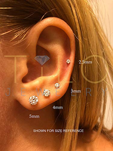14k Yellow Gold Solitaire Round Cubic Zirconia CZ Stud Earrings with Gold butterfly Pushbacks4