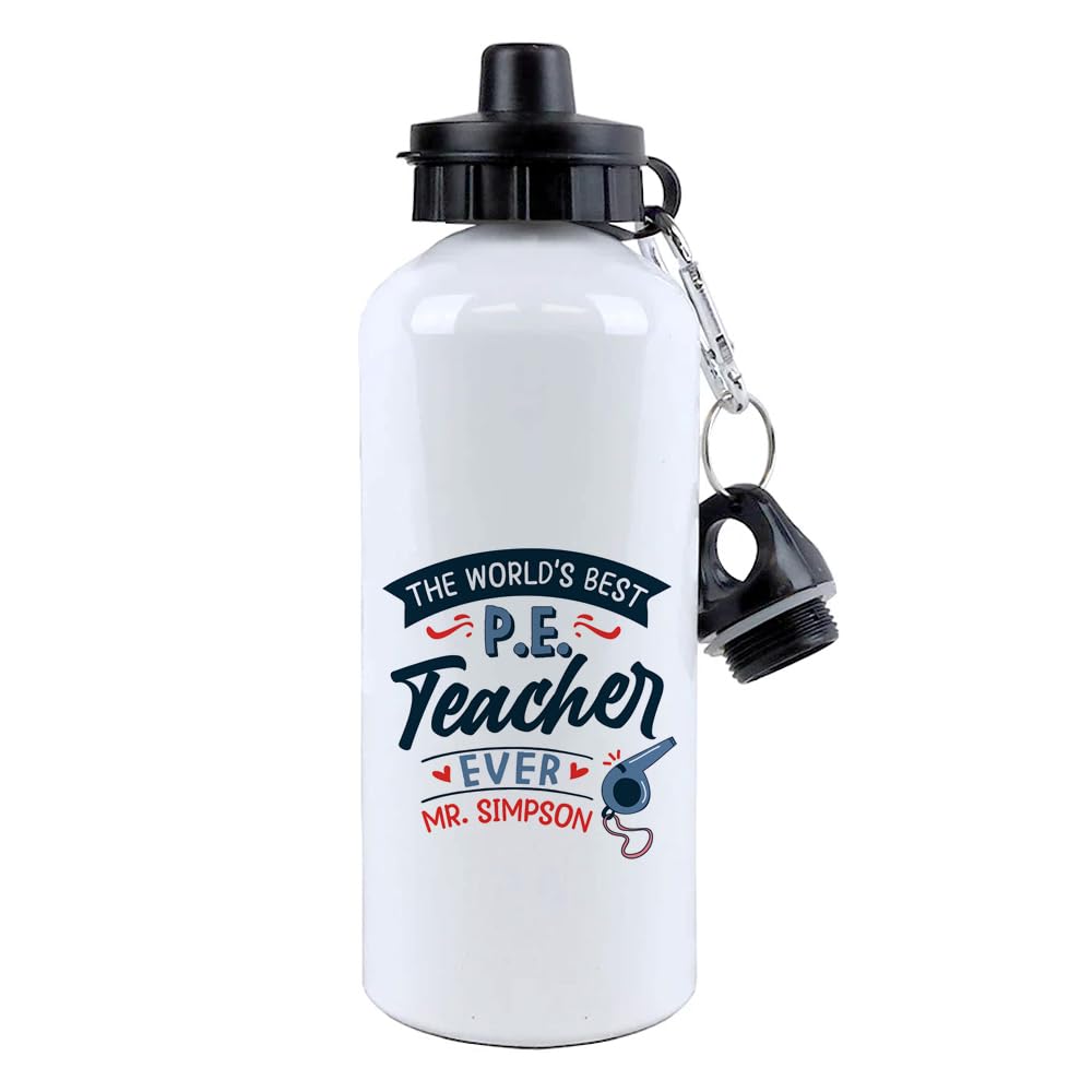 Getagift P.E. Teacher Gift, Personalised The Worlds Best P.E. Teacher Gift, 500 ml Aluminium Water Bottle.