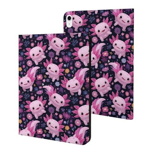 Housse de tablette iPad 11 2025 rose étui intelligent antichoc axolotl 10,9