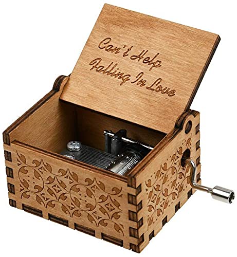 Image of Zesta Cant Help Falling in Love Musical Box Gift | Romantic Music Crank Mini Collectible for Girlfriend, Boyfriend, Husband, Wife | Unique Musical Gifts for Music Lovers | Vintage Wooden Box