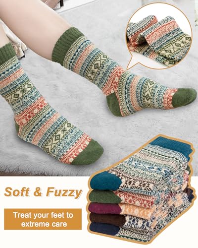 Senker Fashion 040-WWSO-1 5 Pack Womens Wool Socks Winter Warm Socks Thick Knit Cabin Cozy Crew Soft Socks Hiking Athletic Socks Gifts thumb #2