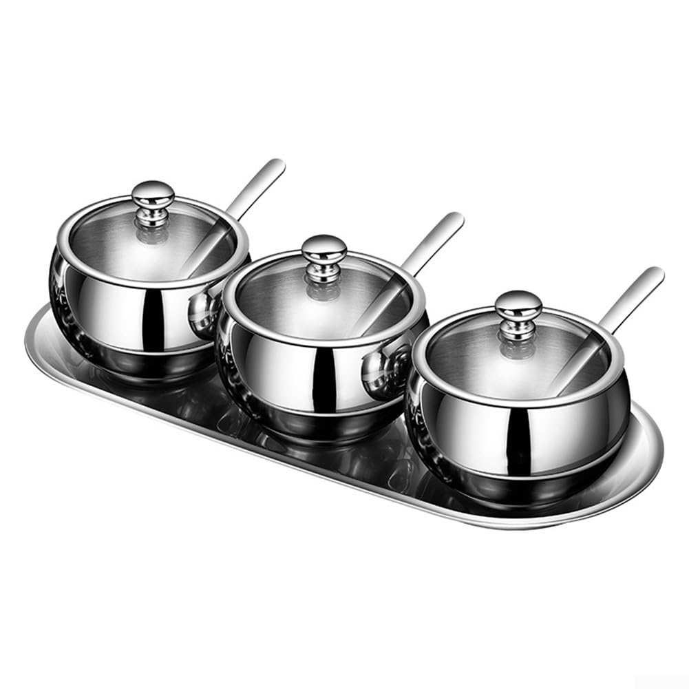 Azucarero para acero Inoxidable 3 Compartimentos con Cuchara(Three)