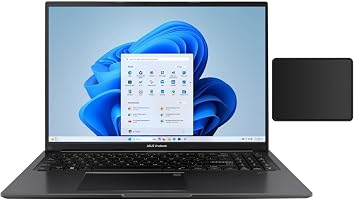 ASUS Vivobook 16" WUXGA 1920 x 1200 Laptop|Intel Core i7-1355U|Intel Iris X Graphics|Black|Backlit| 16GB RAM | 512GB SSD |Windows 11 Home |Bundle with Mouse Pad