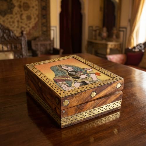 Image of Wood Rectangular Gemstone Jewellery Box (3.25 x 4.25 x 1.5 inch, Brown)