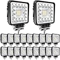 SAN YOUNG 4 Inches LED Light Pods, 120W 10000lm 12V 24V Work Lights for Truck Tractor ATV UTV RV Boat Pickup Golf Cart LED Off Road Driving Lights, 20Pack