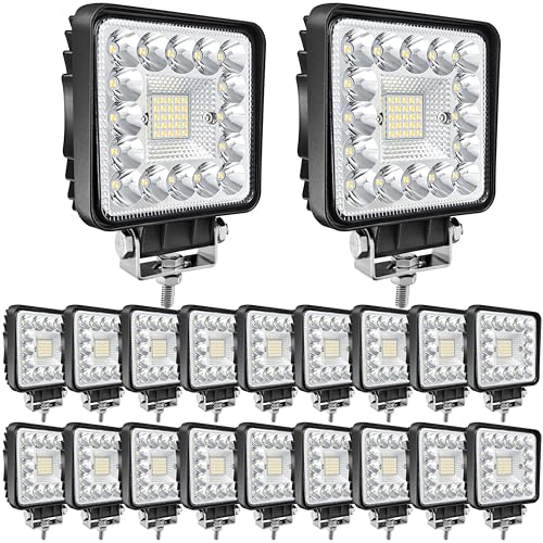 Image of SAN YOUNG LED Light Pods, 120W 10000lm 12V 24V 4 Inch LED Work Lights for Truck Tractor ATV UTV RV Boat Pickup Golf Cart Snowblower Heavy Duty Equipment LED Off Road Driving Lights, 20 Cube