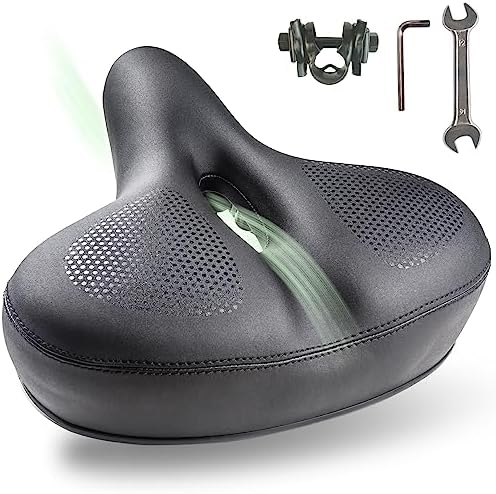 Oversized Bike Seat for Men and Women,Comfortable Bicycle Saddle Cushion Compatible with Exercise,Stationary and City Bikes with Super Thick Soft Foam Padded