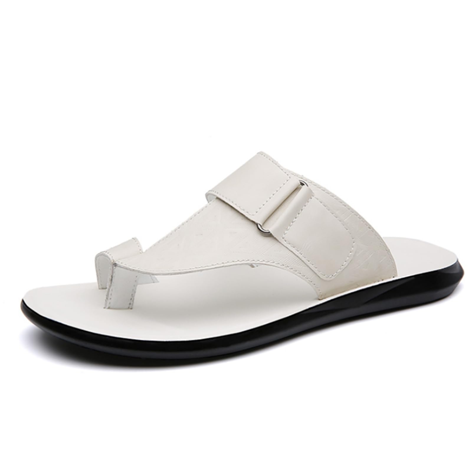 Abborora Mens Slide Sandal Indoor and Outdoor Beach Flip Flop Casual Thong Leather Slip On Athletic Slipper Quick-Dry