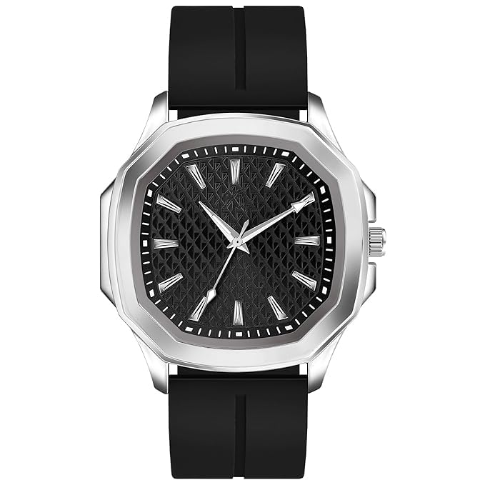 Image of styledose Minimalist dial Softest Adjustable Silicon Belt Quartz Analog Date Display Wrist Watch for Men