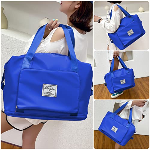 Hoseay Sporttas Opvouwbare, Sport Bag met Natte Zak, Reistas met Grote Inhoud, Lichte Waterdichte Duffelbag Handbagage, Dames Heren Fitnesszak voor Reizen Weekendtas Zwemtas Uitstapjes, Marineblauw - Image 6
