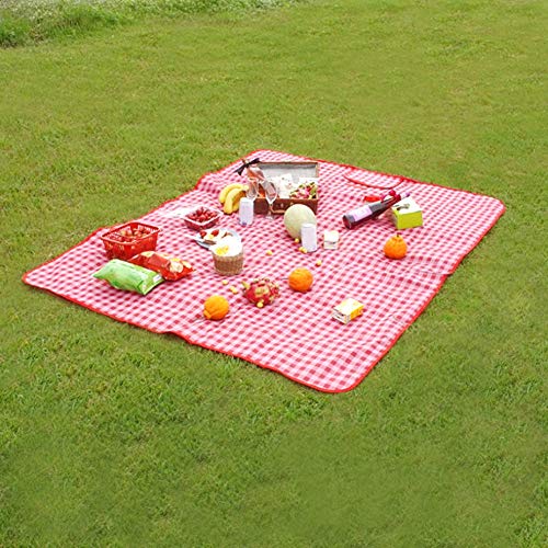 Red White Grids Moisture Proof, Waterproof Children’s Play Mat Camping Blanket, Picnic Mat, for Camping for Outdoor(195 * 200cm)’
