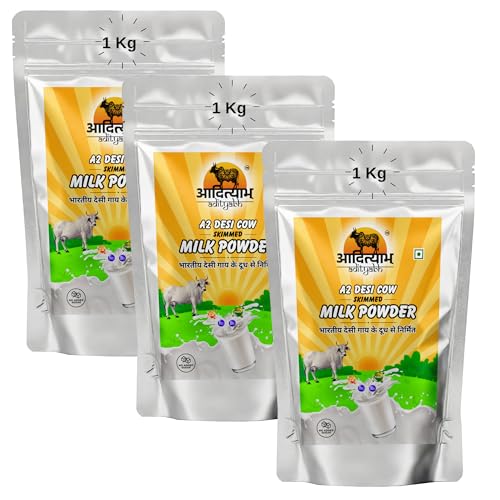 Image of Adityabh A2 Cow Skimmed Milk Powder 1 kg (Pack of 3) | Clean & Natural | No Added Sugar | No Preservatives | Nutrient-Rich Dairy Powder | Ideal for Tea, Coffee & Daily Kitchen Use