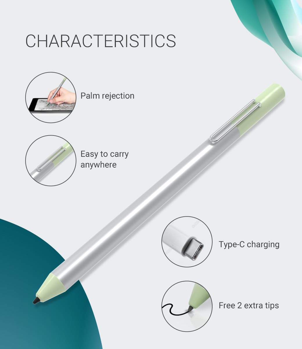 USI 2.0 Stylus Pen w Chromebook 4096 Levels Pressure,Rechargeable,Support tilt Feature,PalmRejection, USB-C Charge .Compatible w Lenovo, HP, ASUS,Acer, Dell, Chromebook,2 Extra PenTips.