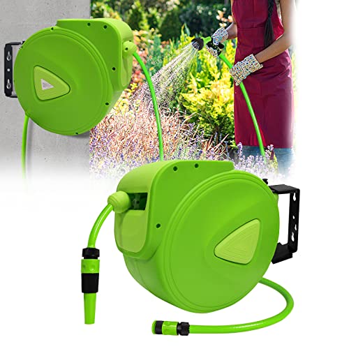 LZQ Enrouleur de tuyau d'arrosage 20 m + tuyau de 2 m - Raccord 3/4' - Orientable à 180° - Pour jardin, irrigation, lavage de voiture