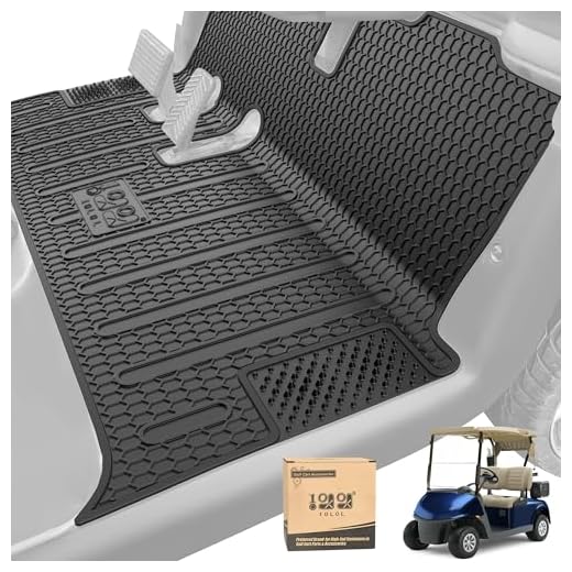 10L0L Golf Cart Mat with Shoe Sole Clean Area, All-Weather Full Coverage Floor Mat - Heavy Duty, Easy to Clean Perfect for EZGO RXV (2008-2022) & 2Five (2009+)