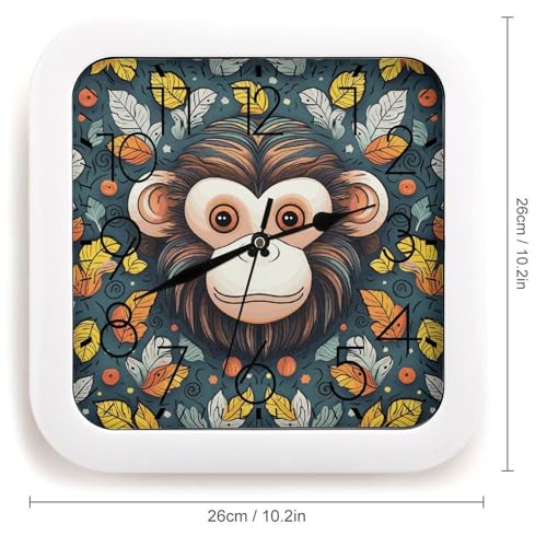 Horloge murale carrée moderne singe pour stopper le tic-tac