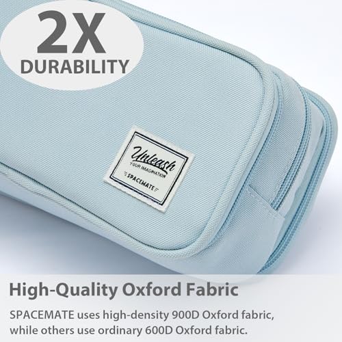 Image of SPACEMATE Pencil Case Pouch Box Bag School Supplies Girls Boys Kids, Cute Preppy Stuff Big Capacity Aesthetic Pen Organizer, Back to College Stationary, Powder Blue, Extra Large Style, 2300ml