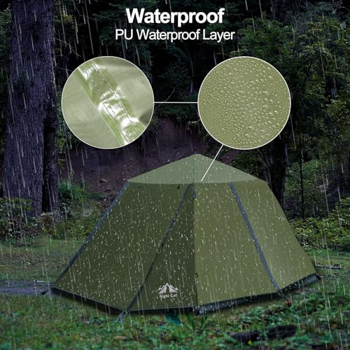 Image of Night Cat Instant Cabin Tent with Rainfly 2 3 Persons Waterproof Pop Up Tents with Porch for Family Camping Double Layers Automatic Hydraulic Easy Set Up Outdoor
