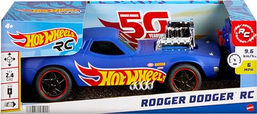 image for Hot Wheels Toy Car, 1:16 Scale RC Rodger Dodger Remote-Control Vehicle