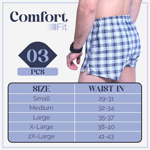 Cotton Boxer Shorts for Men Multipack, Tag-Free Woven Boxer Shorts, Breathable Plaid Boxers, Cotton Underwear men2