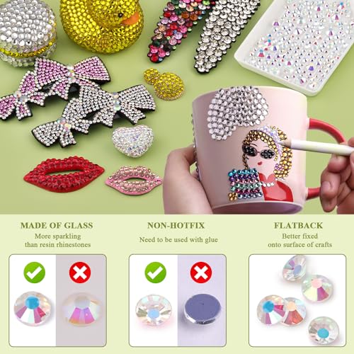 Image of 5000PCS SS6 /2mm Crystal Glass Rhinestones for Bedazzling (Transparent AB) | Flatback Rhinestones for Crafting DIY Nail Art Makeup Decoration, Gems Diomand Charms for Tumbler Shoes Clothing Mug
