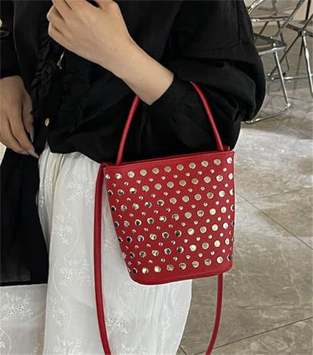 Studded Rivet Bucket Handbags for Women 2025 Slouchy Crossbody Bags for Women Y2k Top Handle Bag Shoulder Bag Hobo Purse 20252